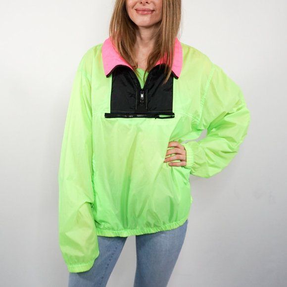 VINTAGE Ocean Pacific Neon Pullover Windbreaker - Picture 7 of 7
